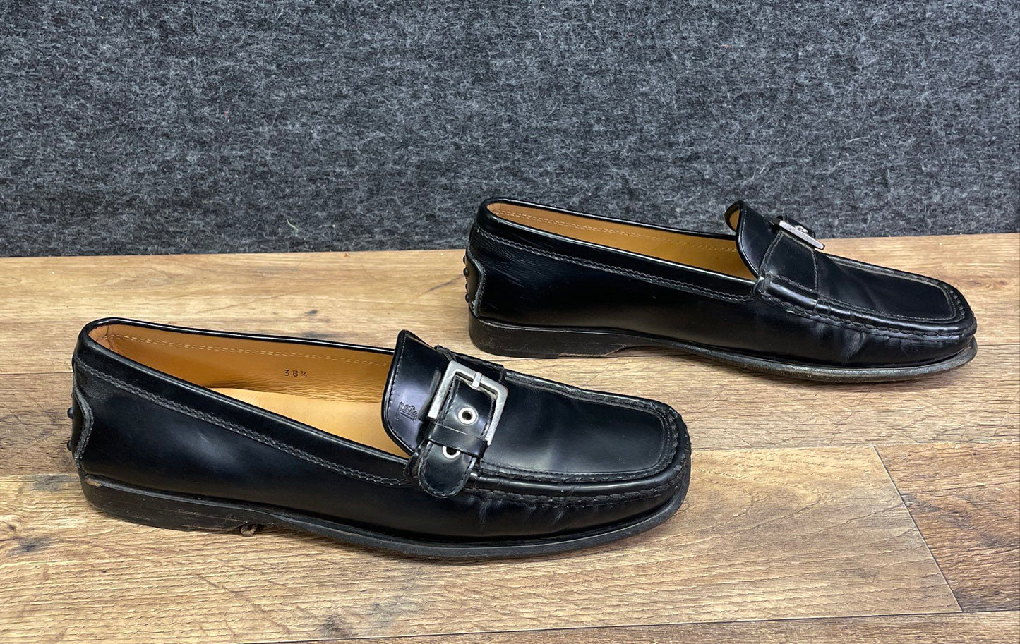 Tod's Black Leather Buckle Loafers Women's Size 38.5