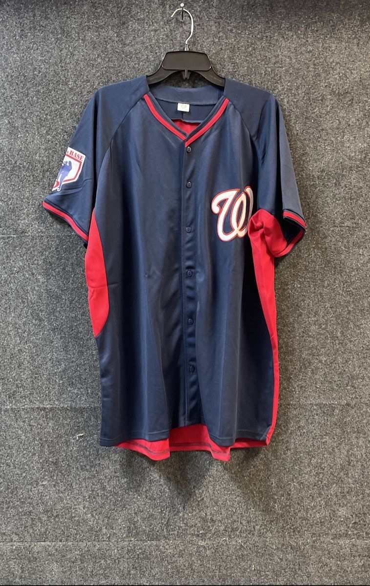 Washington Nationals Men's Baseball Jersey Blue Red #17 Button Down Sz XL