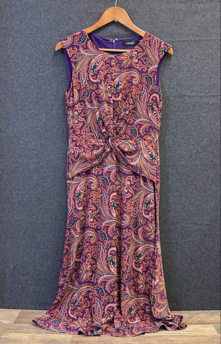 Lauren Ralph Lauren Women's Paisley Twist Front Sleeveless Maxi Dress Size 6