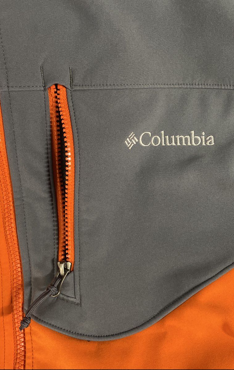 Columbia Men's Orange Gray Omni-Wind Softshell Full Zip Jacket Sz L