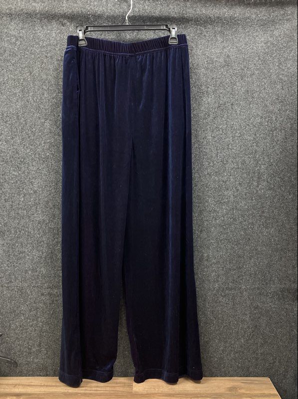 Savage X Fenty Women's Navy Crushed Velvet Wide Leg Lounge Pants Sz S NWT