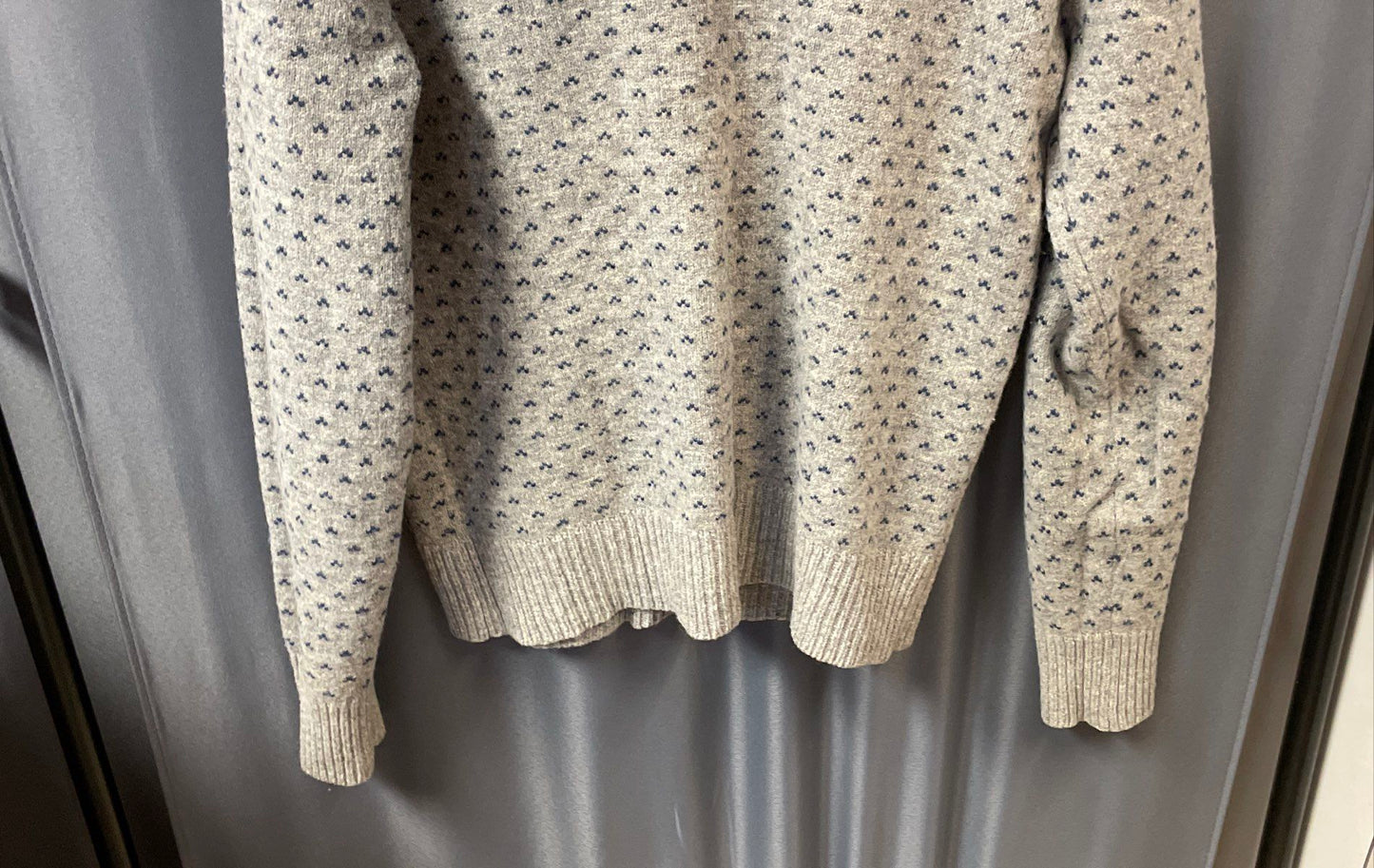 J. Crew Men's Gray Blue Patterned Lambswool Crewneck Sweater Sz M