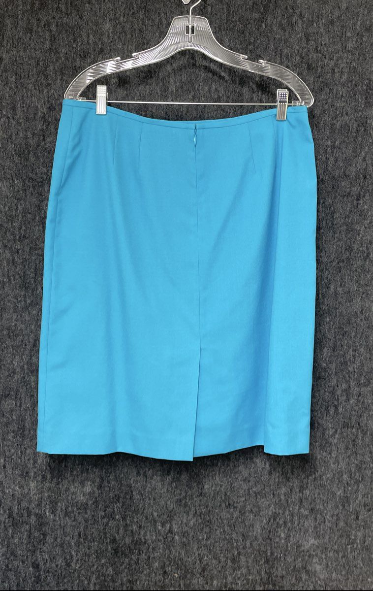 Le Suit Essentials Women's 2-Piece Blazer Skirt Suit Blue Short Sleeve Sz 14P
