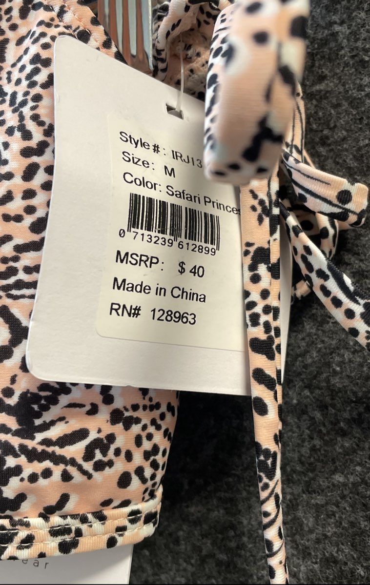 Indigo Rein Women's 2-Piece Bikini Peach Leopard Safari Princess NWT Sz M