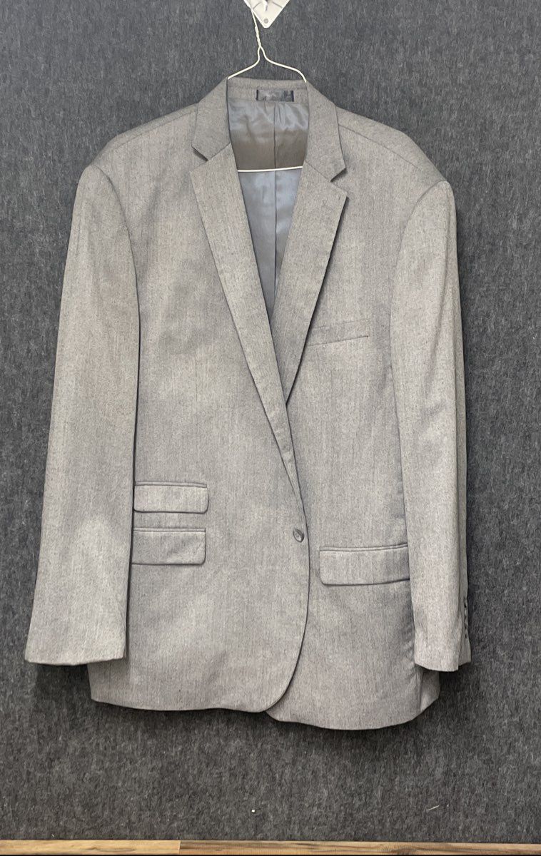 Pronto Uomo Men's Gray Herringbone Two Button Blazer Sport Coat Sz 52XL