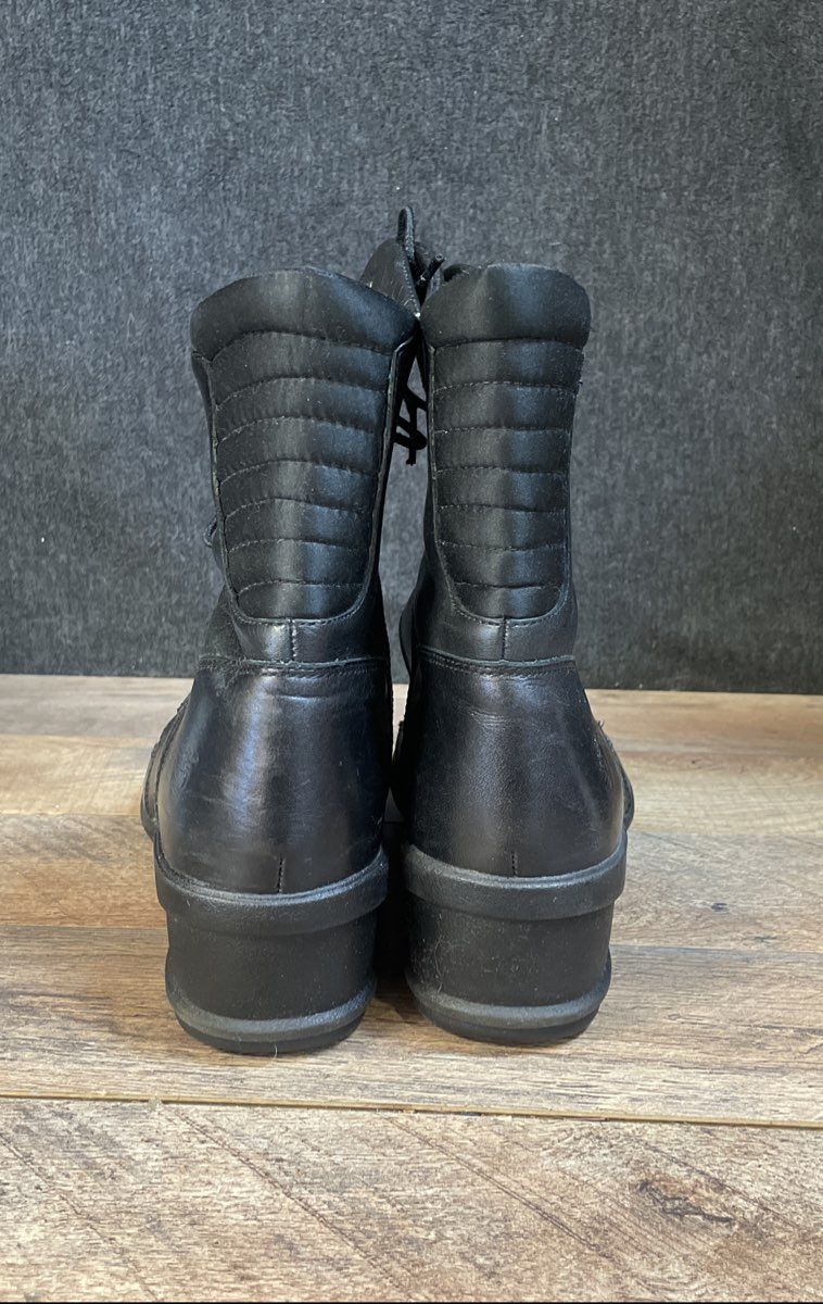 Timberland Black Leather Wedge Ankle Moto Boots Women's Size 11M