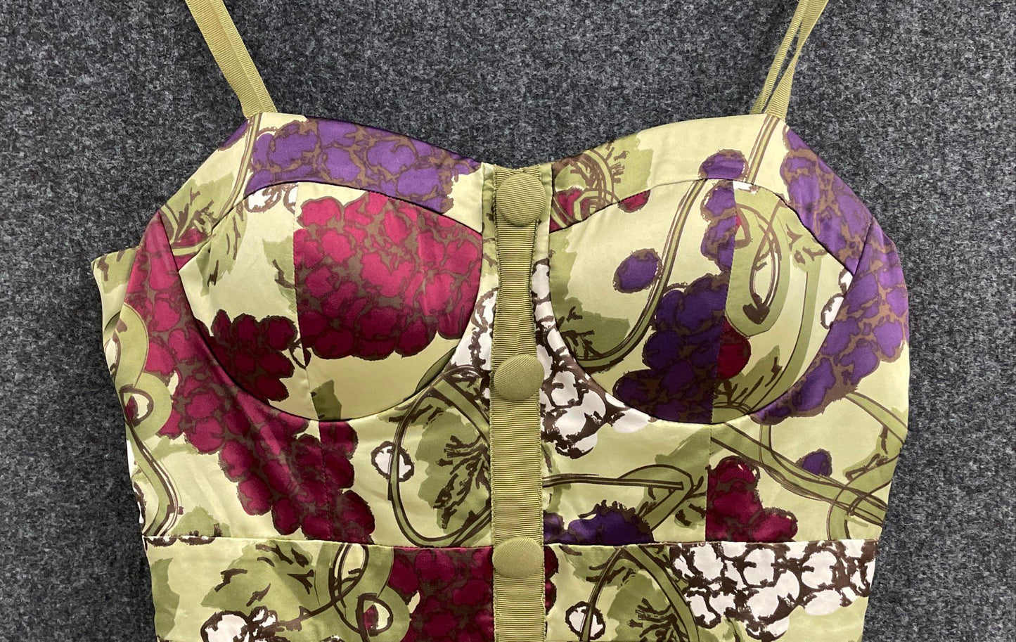 Twelve by Twelve Women's Green Grape Print Peplum Sweetheart Dress Sz XS