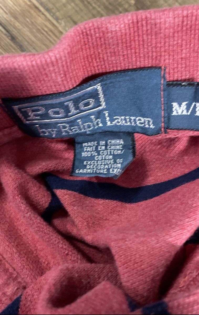 Polo Ralph Lauren Men's Red Blue Striped Short Sleeve Cotton Polo Shirt Size M