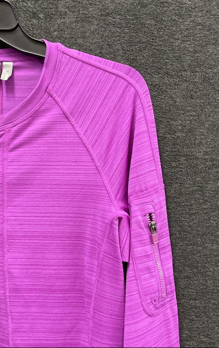 Athleta Women's Purple Space Dye 1/2 Zip Long Sleeve Active Top Pocket Sz M