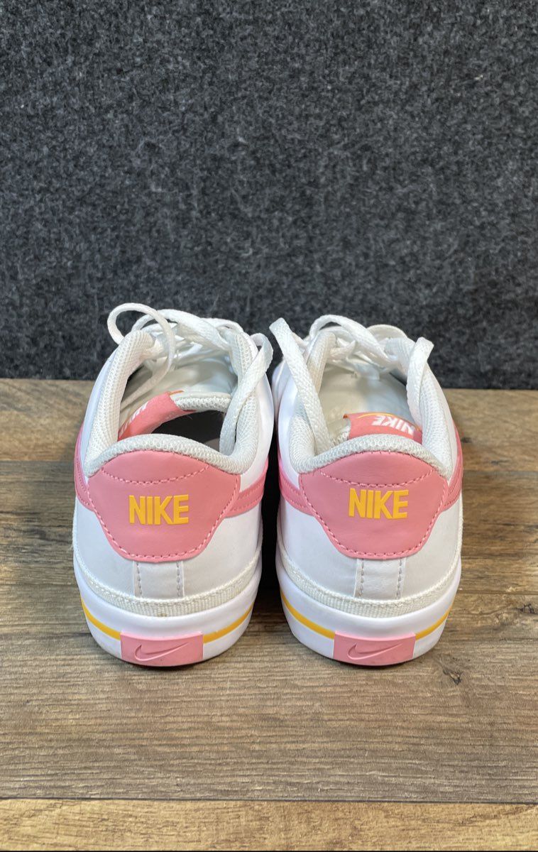 Nike Court Legacy GS White Pink Glaze Vivid Sulfur Sneakers Size 5.5Y