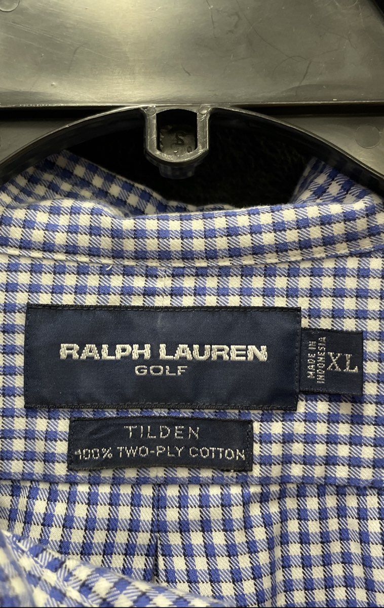 Ralph Lauren Golf Men's Tilden Blue White Gingham Check Button Down Shirt Sz XL
