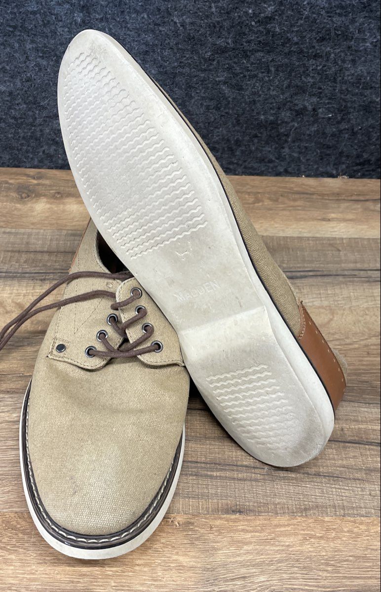 Steve Madden M-DRUDGE Khaki Brown Canvas Oxford Dress Shoes Men's Size 11