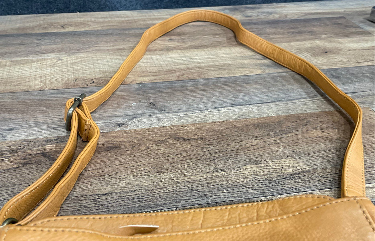 Wanderers Brown Leather Crossbody Bag Small Gold Hardware Purse