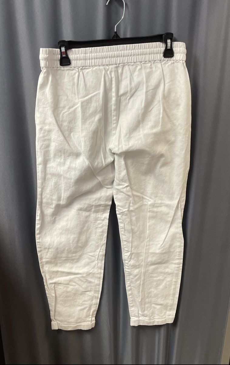 J. Crew Women's White Seaside Pants Linen Cotton Drawstring Tapered Leg Sz 4