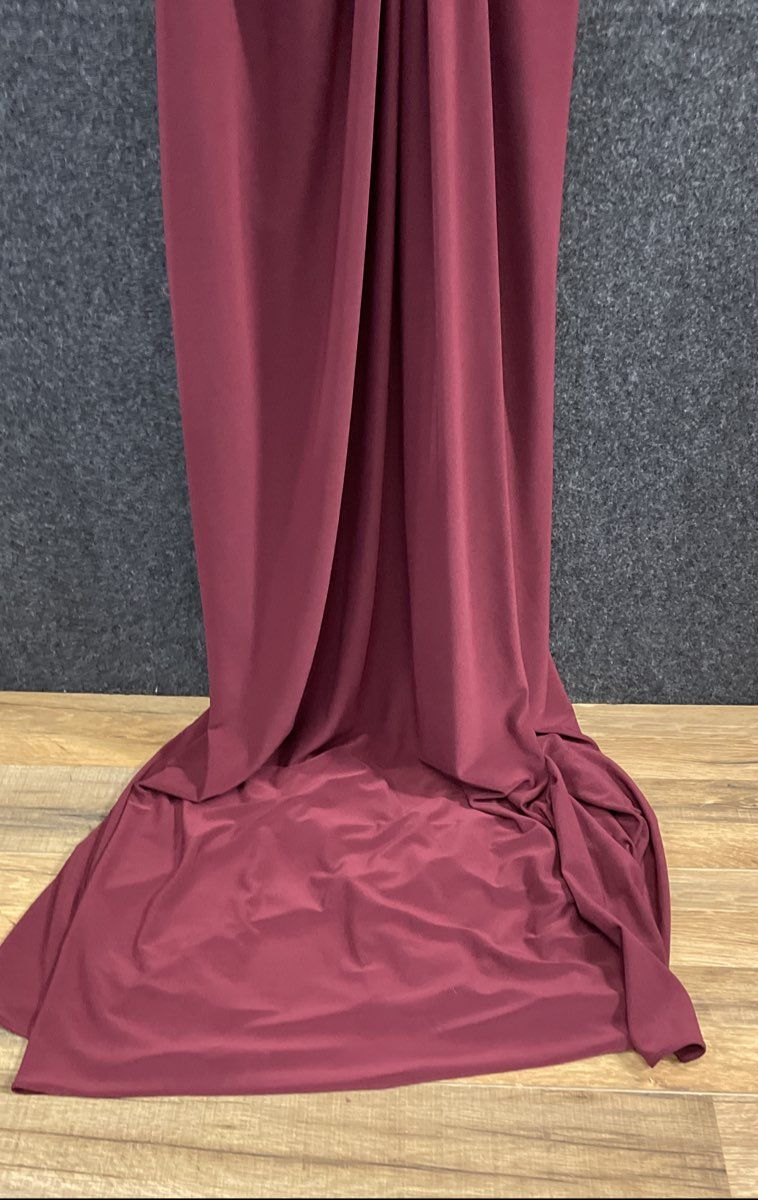 David's Bridal Women's Merlot Red V-Neck Draped Jersey Gown Dress Sz 4 NWT