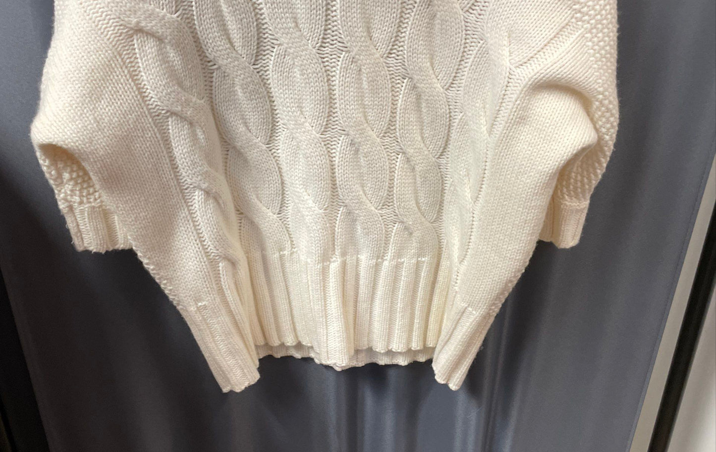 Express Women's Cream Wool Blend Cowl Neck Cable Knit Dolman Sweater Sz M