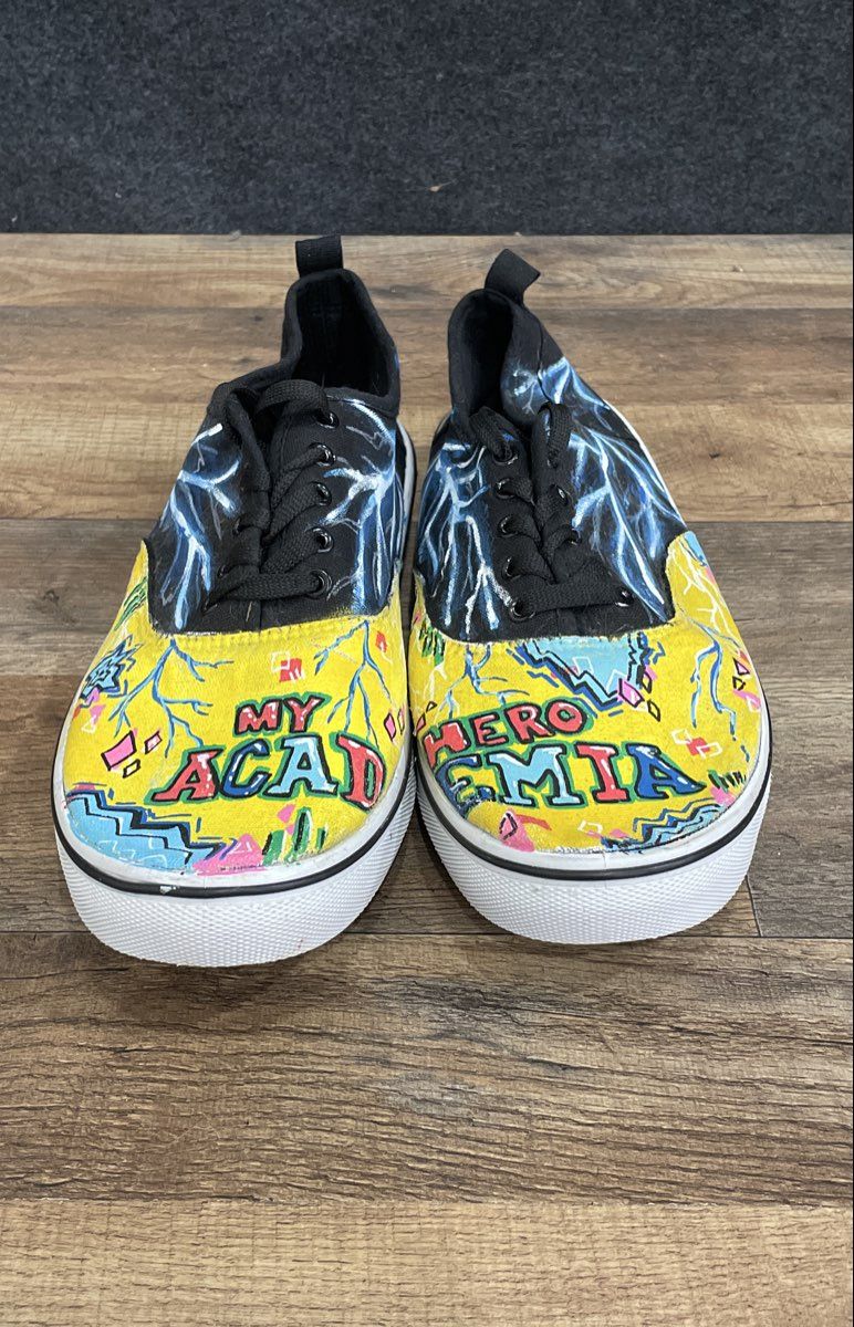 My Hero Academia Graphic Canvas Low Top Sneakers Yellow Black Size 12