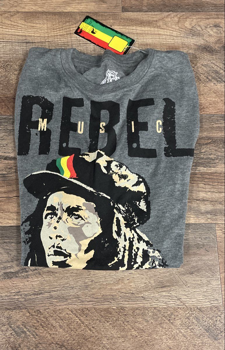 Catch A Fire Men's Bob Marley Rebel Music Graphic T-Shirt Gray Sz M NWT