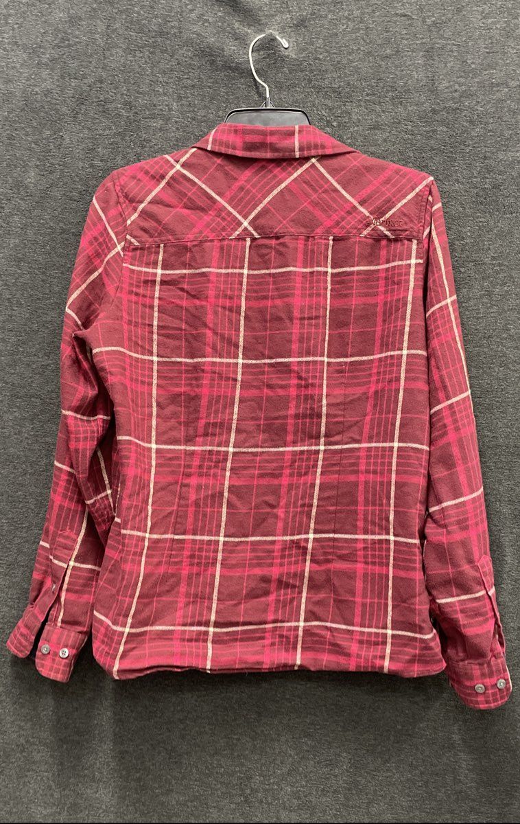 Marmot Women's Red Plaid Long Sleeve Flannel Button Up Shirt Sz L