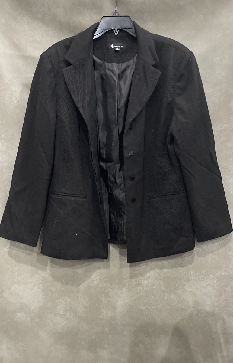 Vintage Larry Levine Women's Black Textured 4-Button Blazer Suit Jacket Sz 16