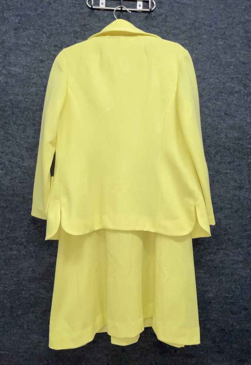 Vintage 70s Women's Yellow 2-Piece Suit Dress and Jacket Set Sz L
