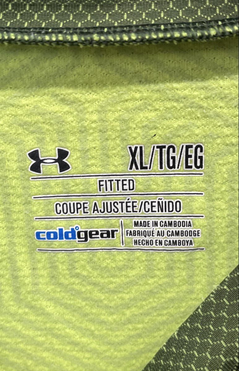 Under Armour Men's ColdGear Fitted Long Sleeve Shirt Olive Green Lime Sz XL