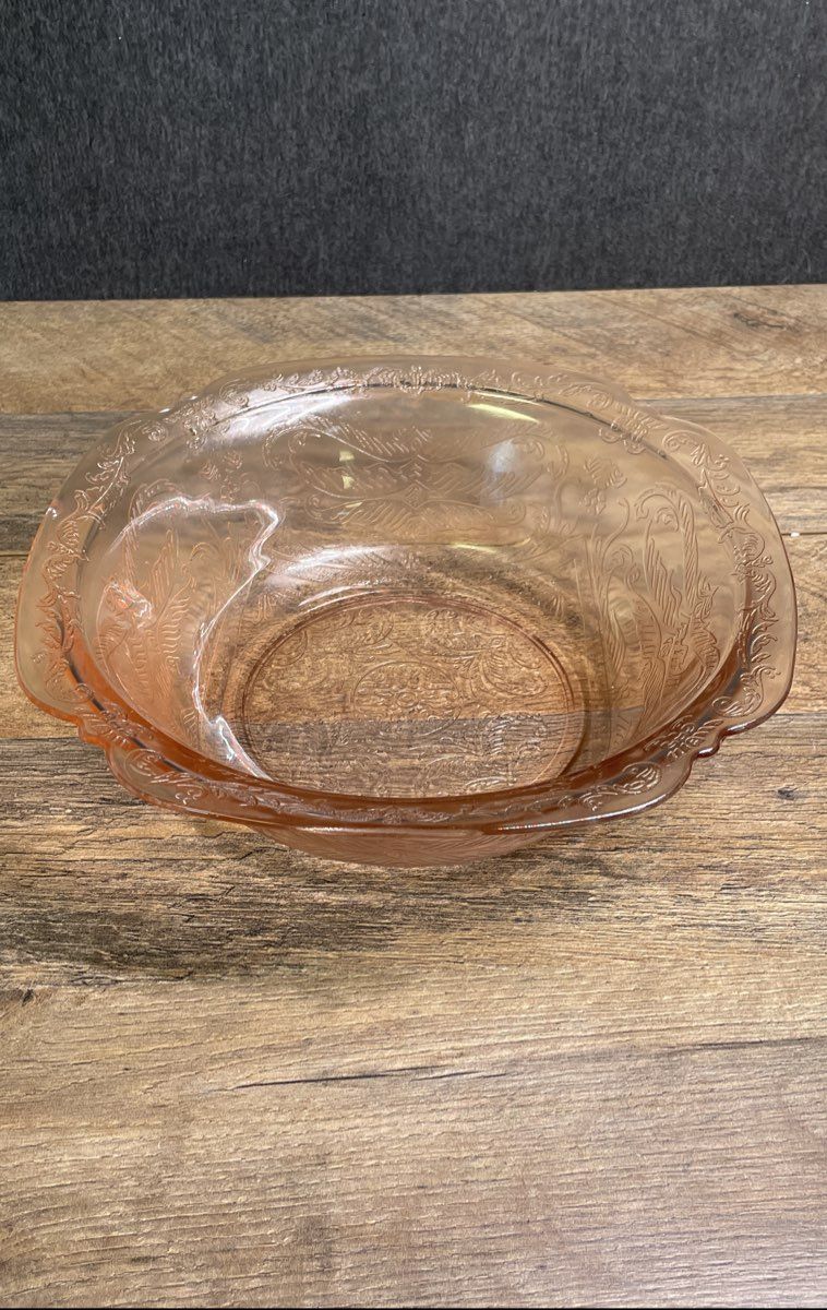 Jeannette Glass Adam Pink Depression Era Oval Vegetable Serving Bowl 9.5"