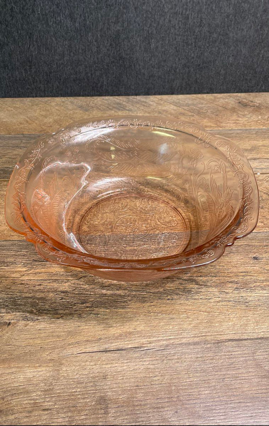 Jeannette Glass Adam Pink Depression Era Oval Vegetable Serving Bowl 9.5"
