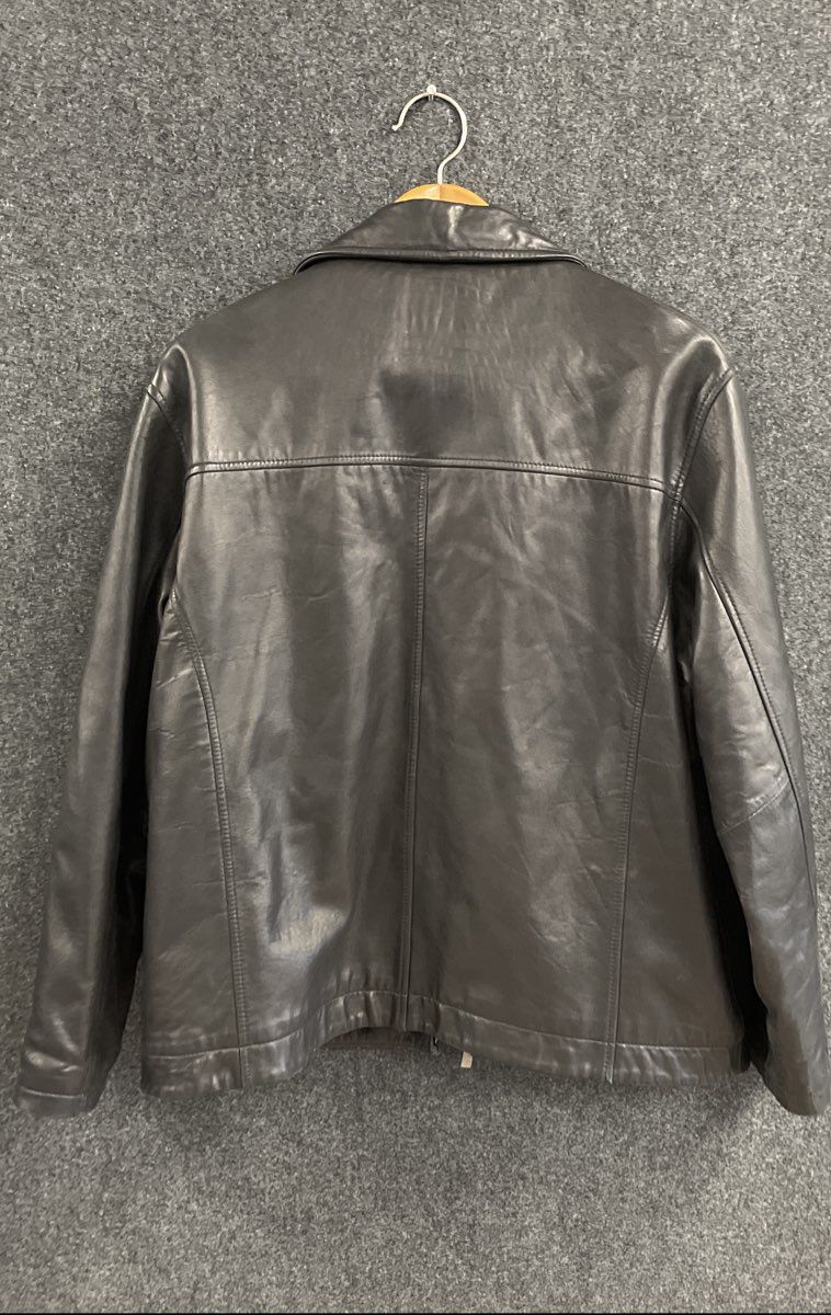 Marc New York Men's Black Leather Jacket Zip Pinstripe Lining Insulated XL