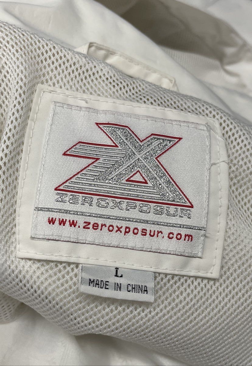 ZeroXposur Women's White Blue Hooded Windbreaker Jacket Full Zip Mesh Lined L