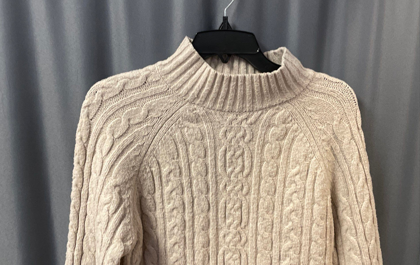 Joie Women's Cream Cable Knit Mock Neck Pullover Sweater Sz S