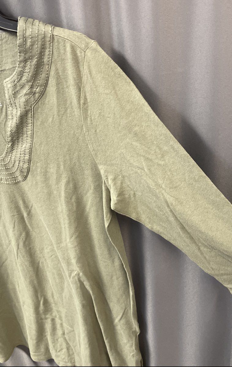 Pure Jill Women's Trapunto Tunic Green Cotton Linen 3/4 Sleeve NWT Sz M
