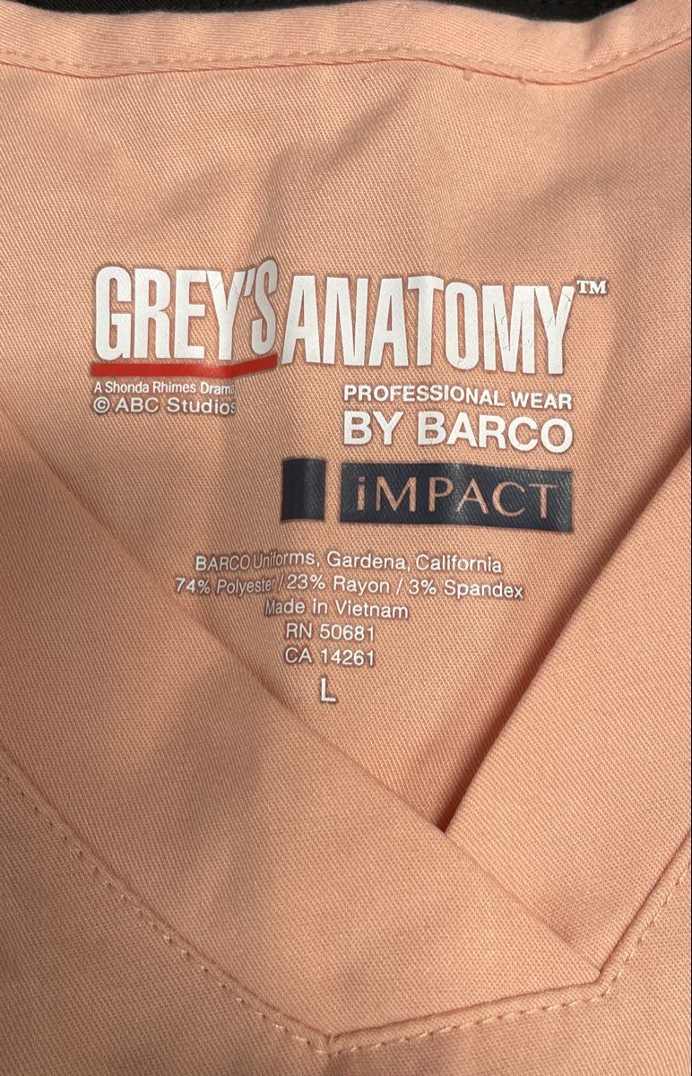 Greys Anatomy by Barco Women's Scrub Top Peach Coral iMPACT V-Neck Sz L