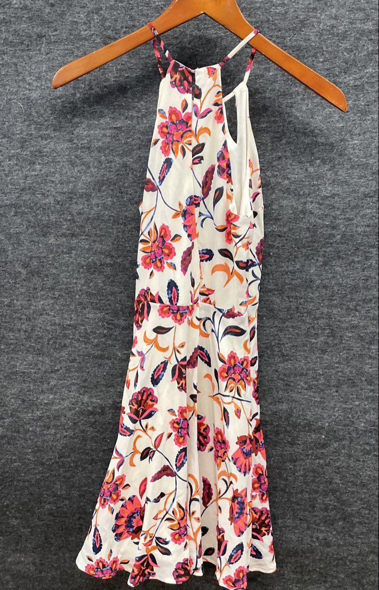 Express Women's White Floral Halter Neck Sleeveless Dress Size 2