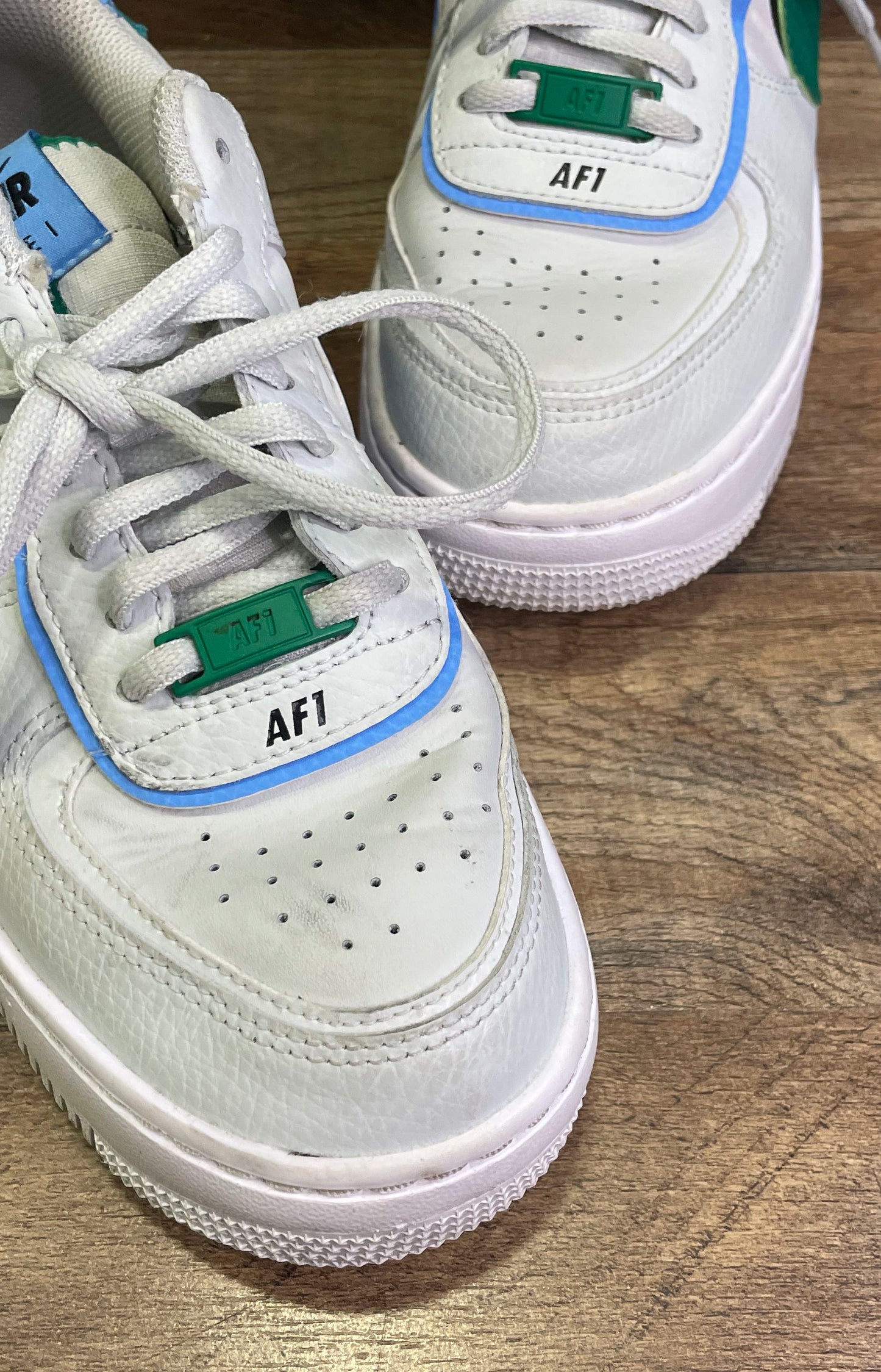 Nike Air Force 1 Shadow White Light Blue Green Women's Sneakers Size 6.5