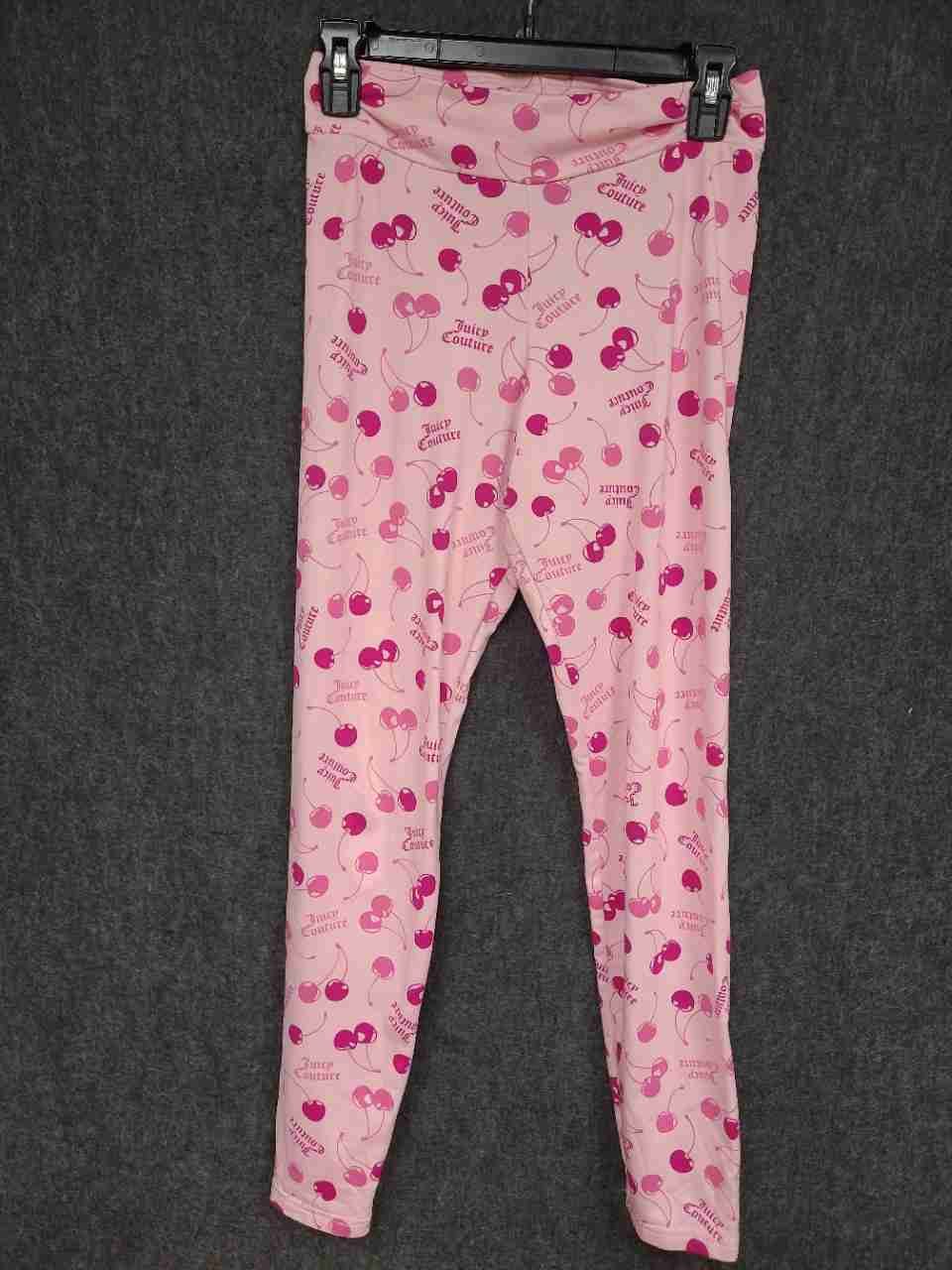 Juicy Couture Women's Pink Cherry Print Sleepwear Pajama Set Top Leggings Sz S