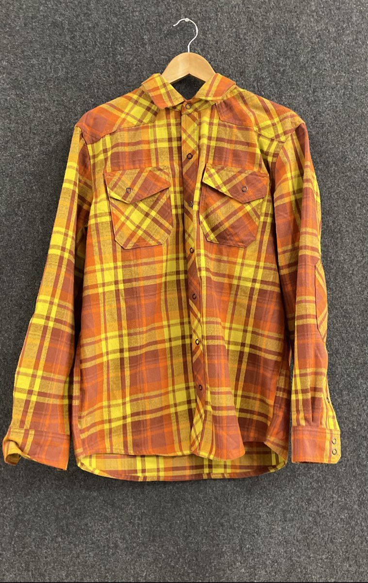 L.L. Bean Plaid Western Snap Front Flannel Shirt Wool Blend Sz M Regular