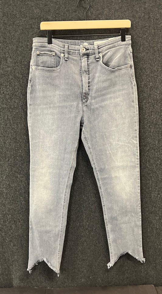 Rag & Bone Women's Dexter High Rise Grey Jeans Raw V-Hem Sz 30