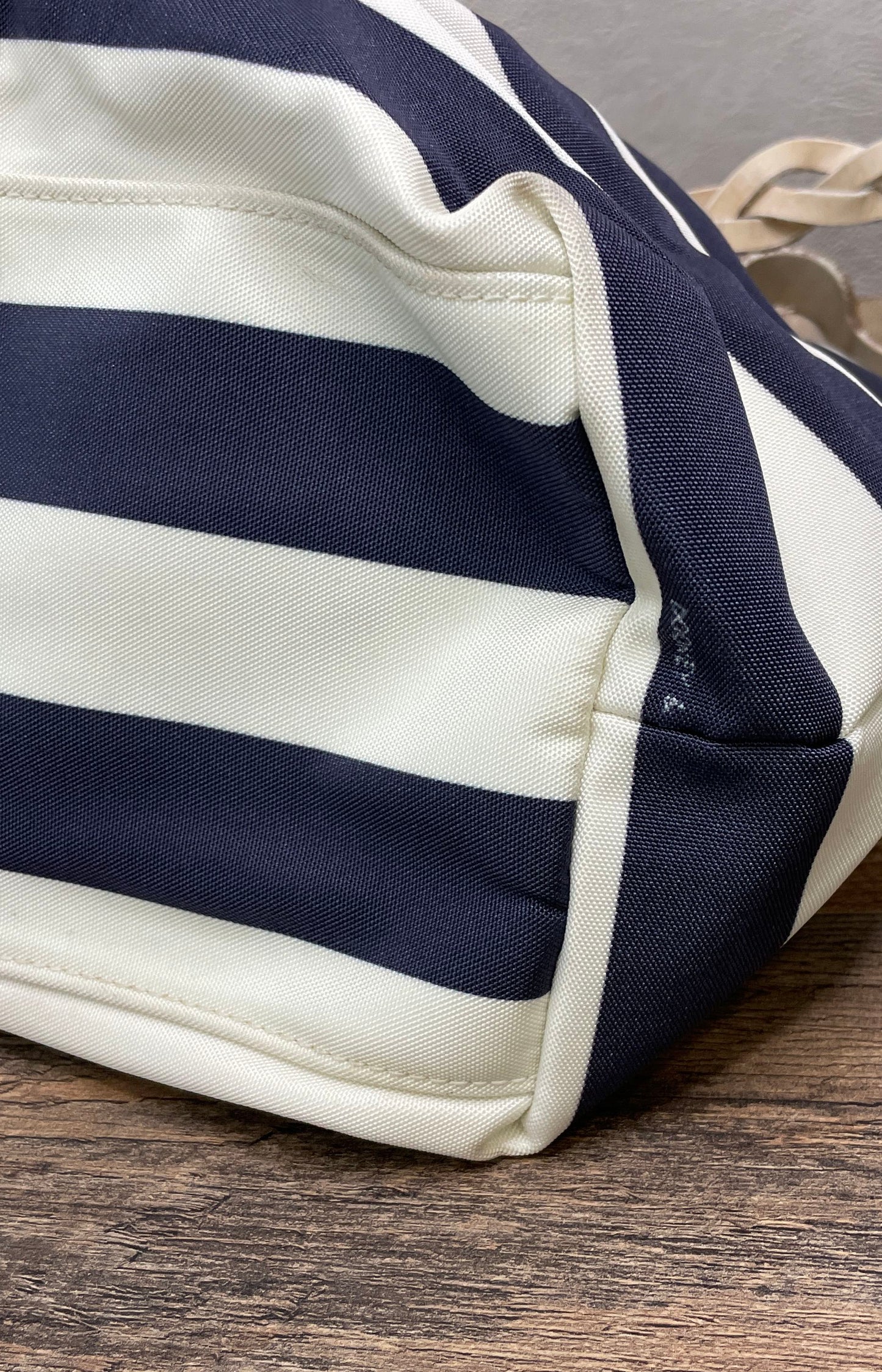 Dooney & Bourke Navy White Striped Canvas Tote Bag Braided Leather Handles