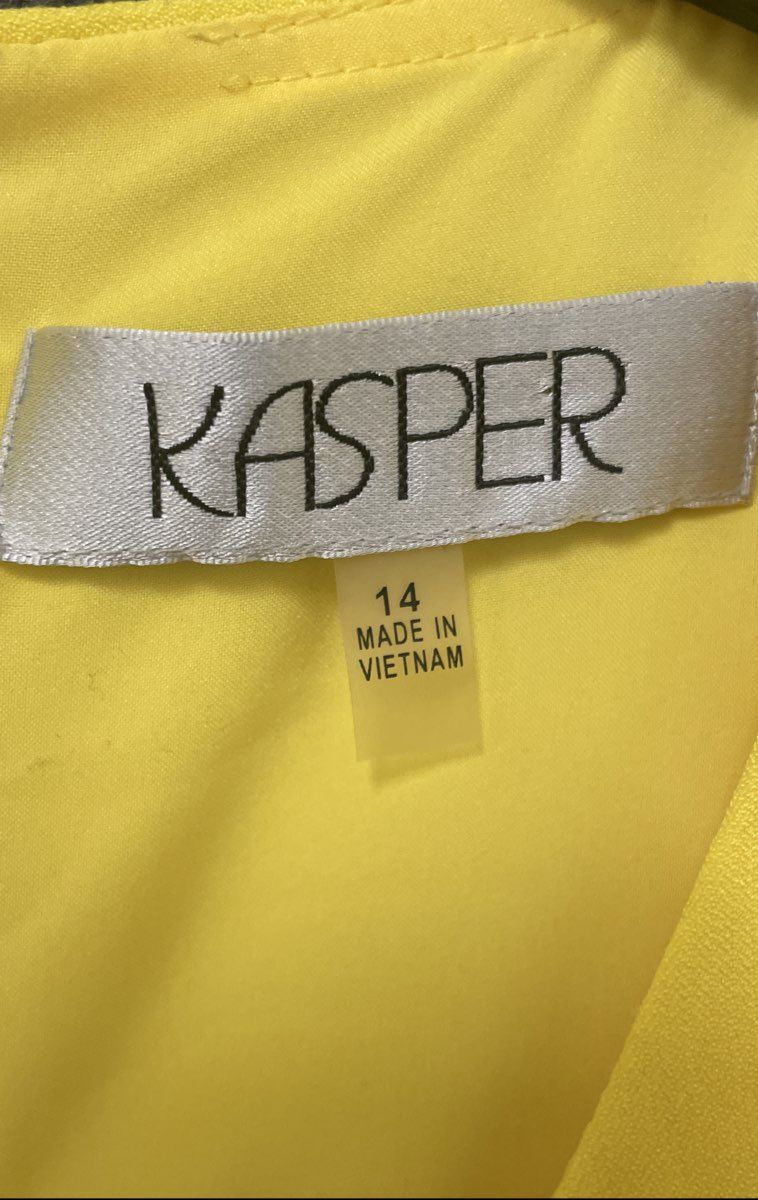 Kasper Women's Yellow Sleeveless Sheath Dress Keyhole Cutout Back Zip Sz 14