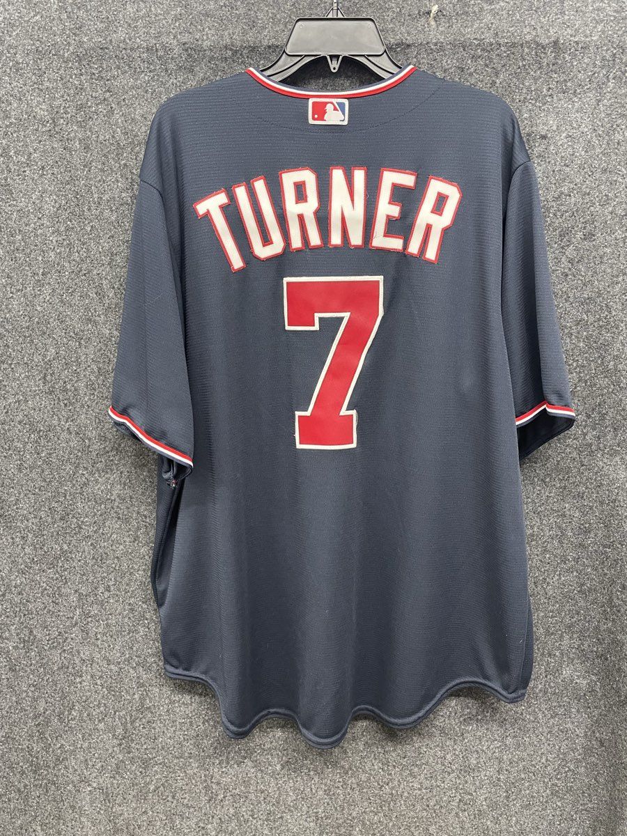 Majestic Men's Washington Nationals Trea Turner #7 Navy Baseball Jersey Sz 2XL