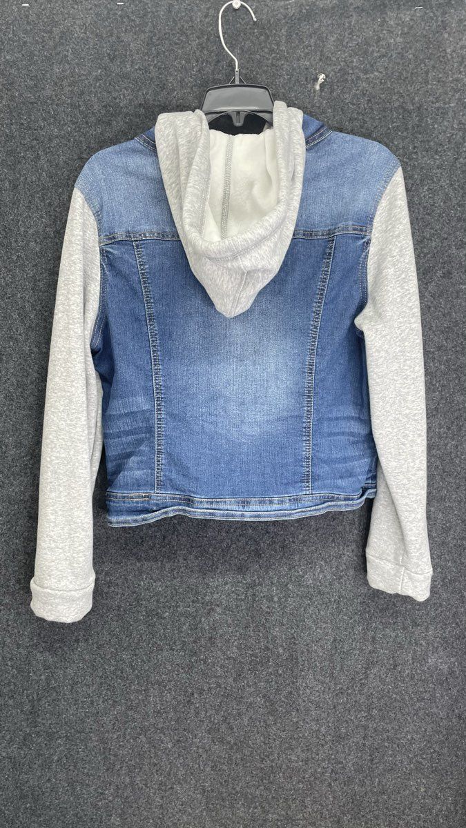 WallFlower Women's Blue Denim Gray Hooded Jacket The Dreamer Fit Size XL