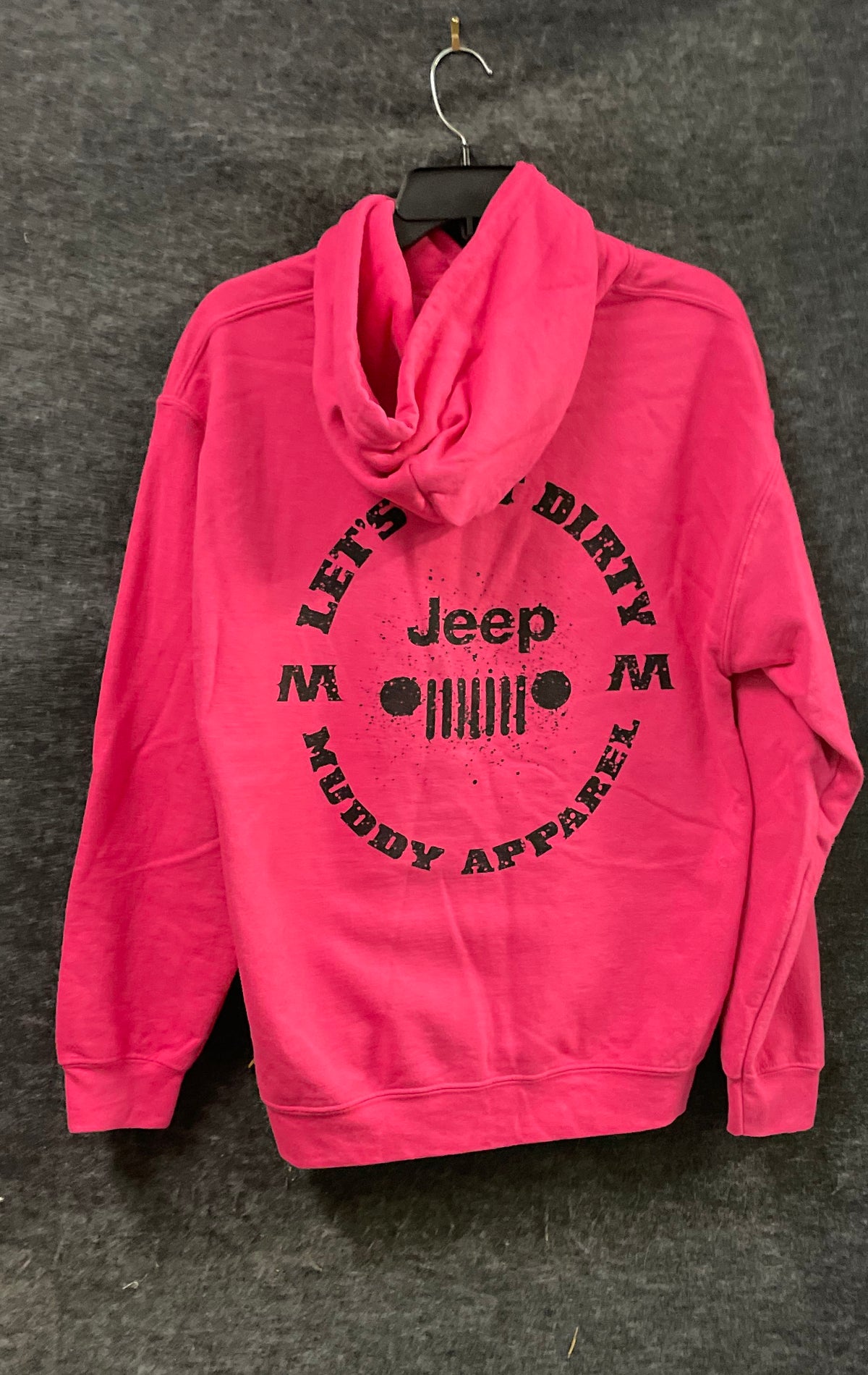 Jeep Women's Pink Let's Get Dirty Muddy Graphic Hoodie Sz M