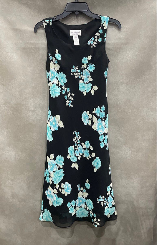 Vintage Y2K Studio I Women's Black Blue Floral Sleeveless Sheath Dress Sz 6P