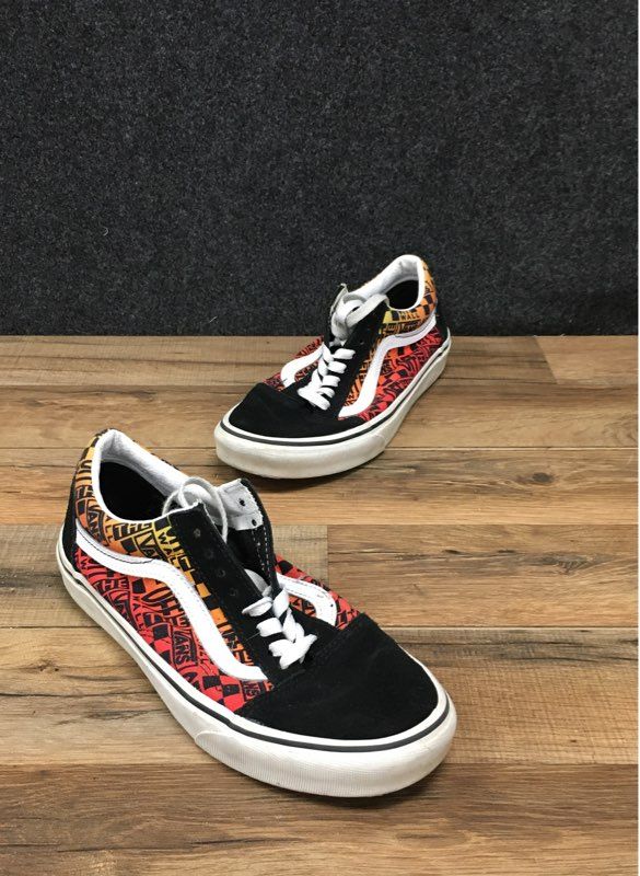 Vans Old Skool Logo Flame Black Skate Sneakers Men's 7 / Women's 8.5