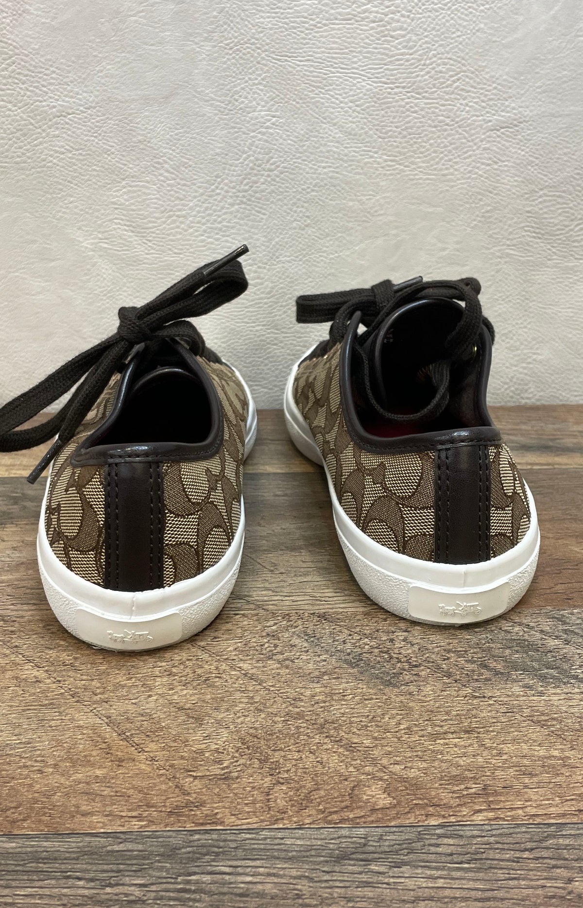Coach Judy Black Signature Monogram Platform Thong Sandals Size 6B