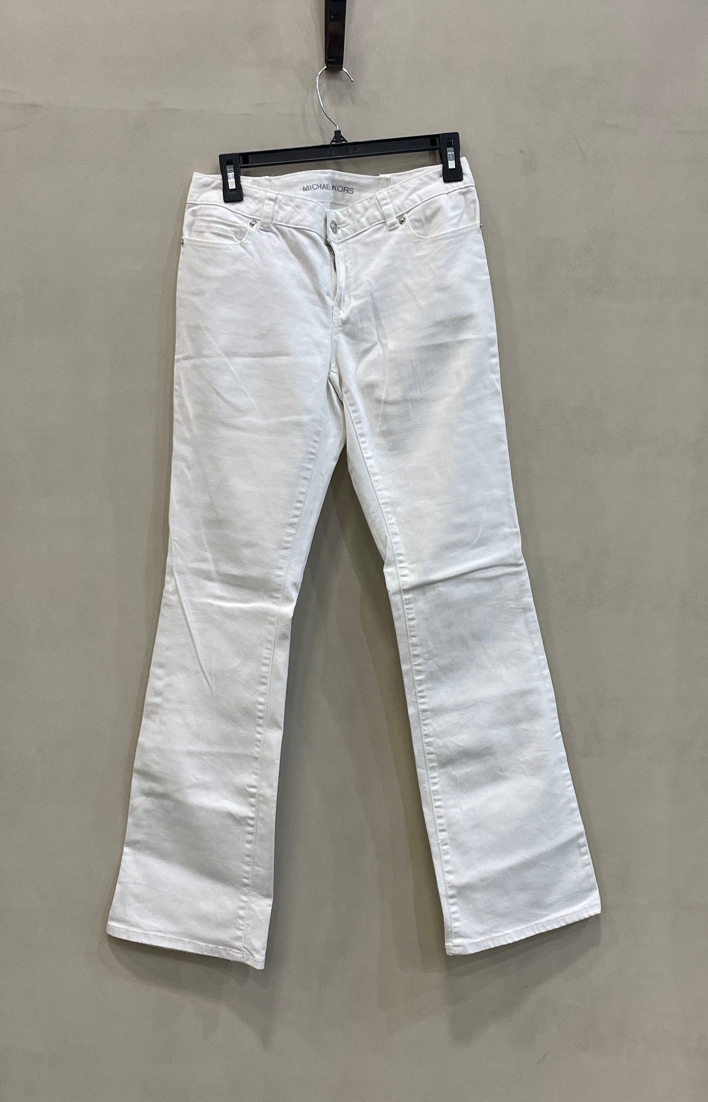 Michael Kors Women's White Denim Straight Leg Five-Pocket Stretch Pants Sz 4