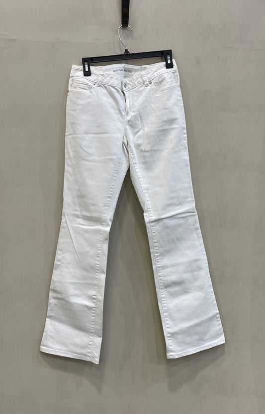 Michael Kors Women's White Denim Straight Leg Five-Pocket Stretch Pants Sz 4