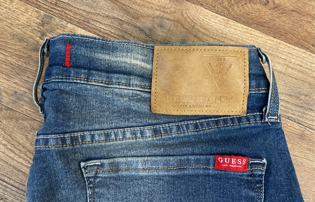 Guess Men's Lincoln Slim Straight Jeans Blue Faded Wash Stretch Sz 34x30