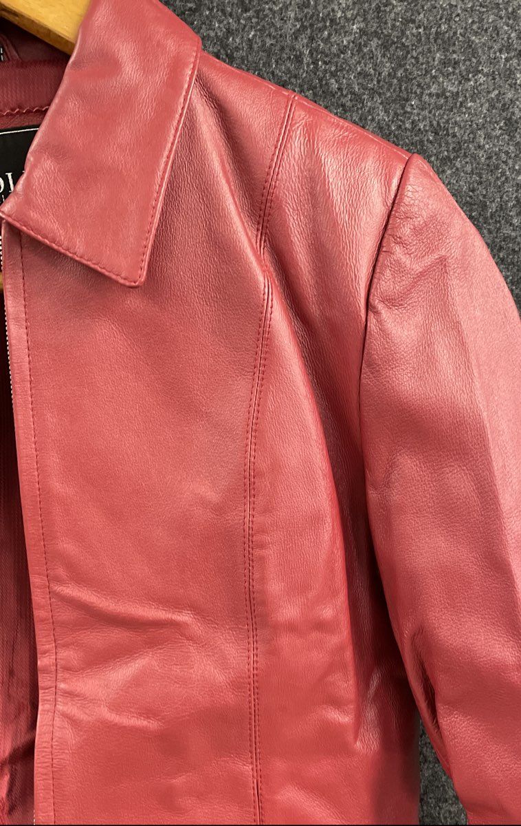 Vintage Y2K Adler Collection Women's Red Genuine Leather Full Zip Jacket Sz M